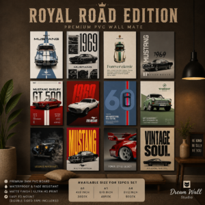 Royal Road Edition 12 Pcs PVC Wallmate set – classic car wall decor