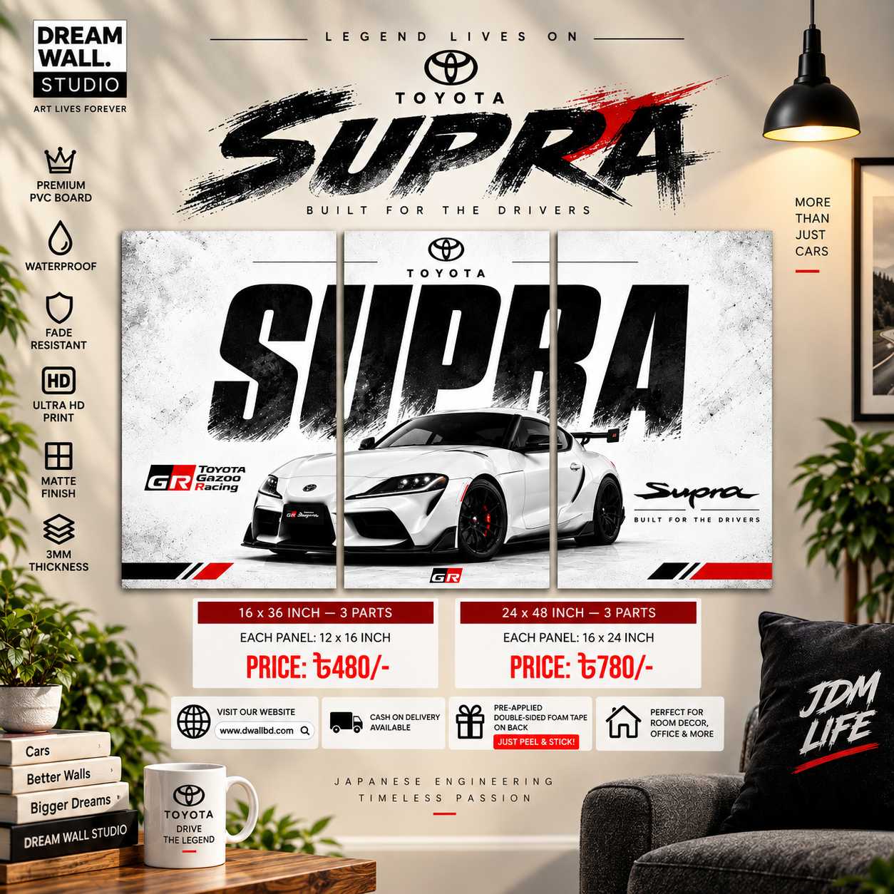 Toyota Supra 3 Part PVC Wallboard Set