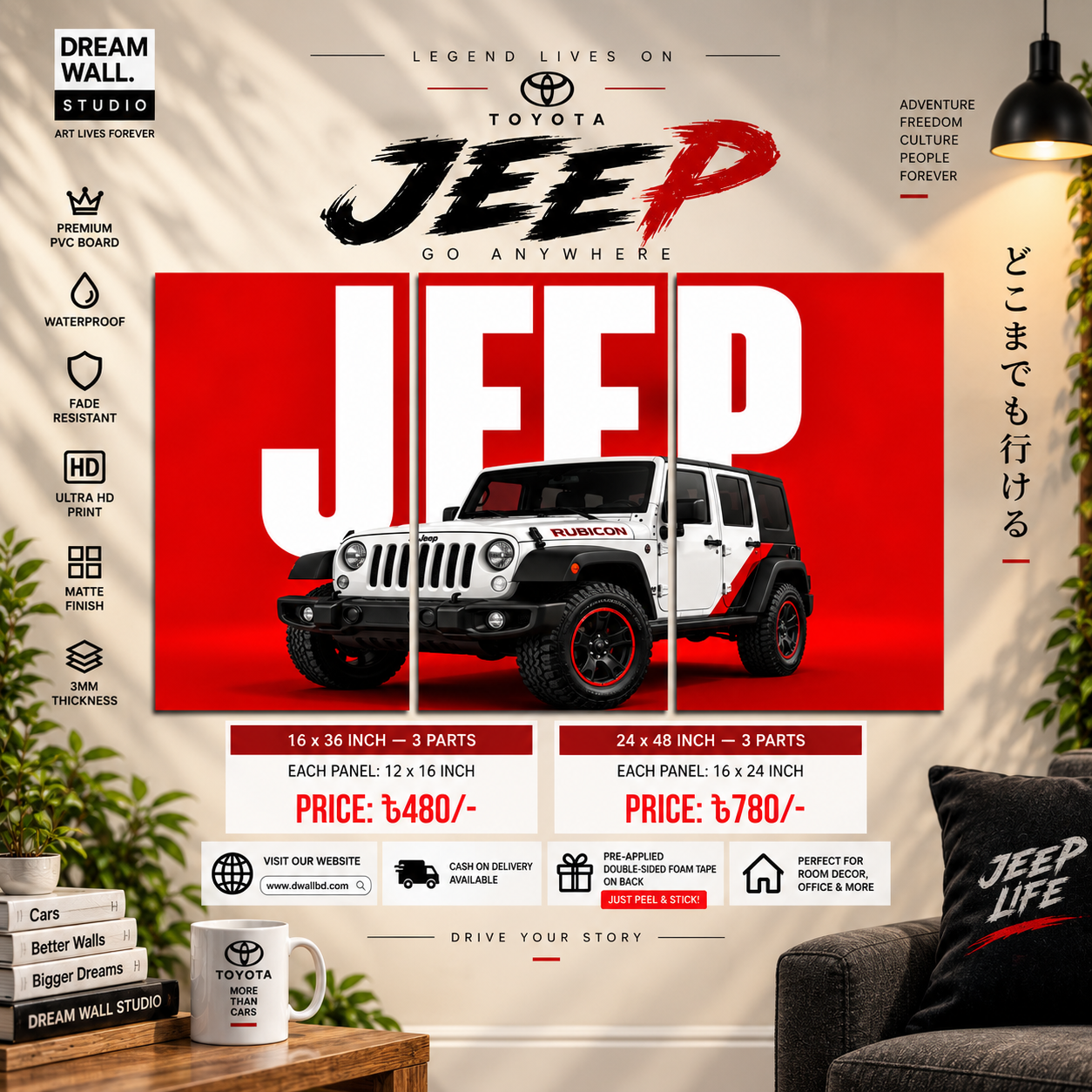 Jeep 3 Part PVC Wallboard Set