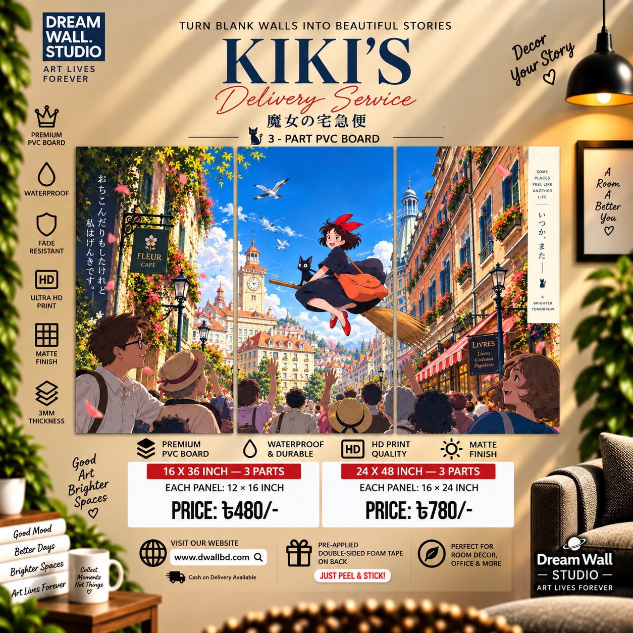 Kiki's Delivery Service 3 Part PVC Wallboard Set