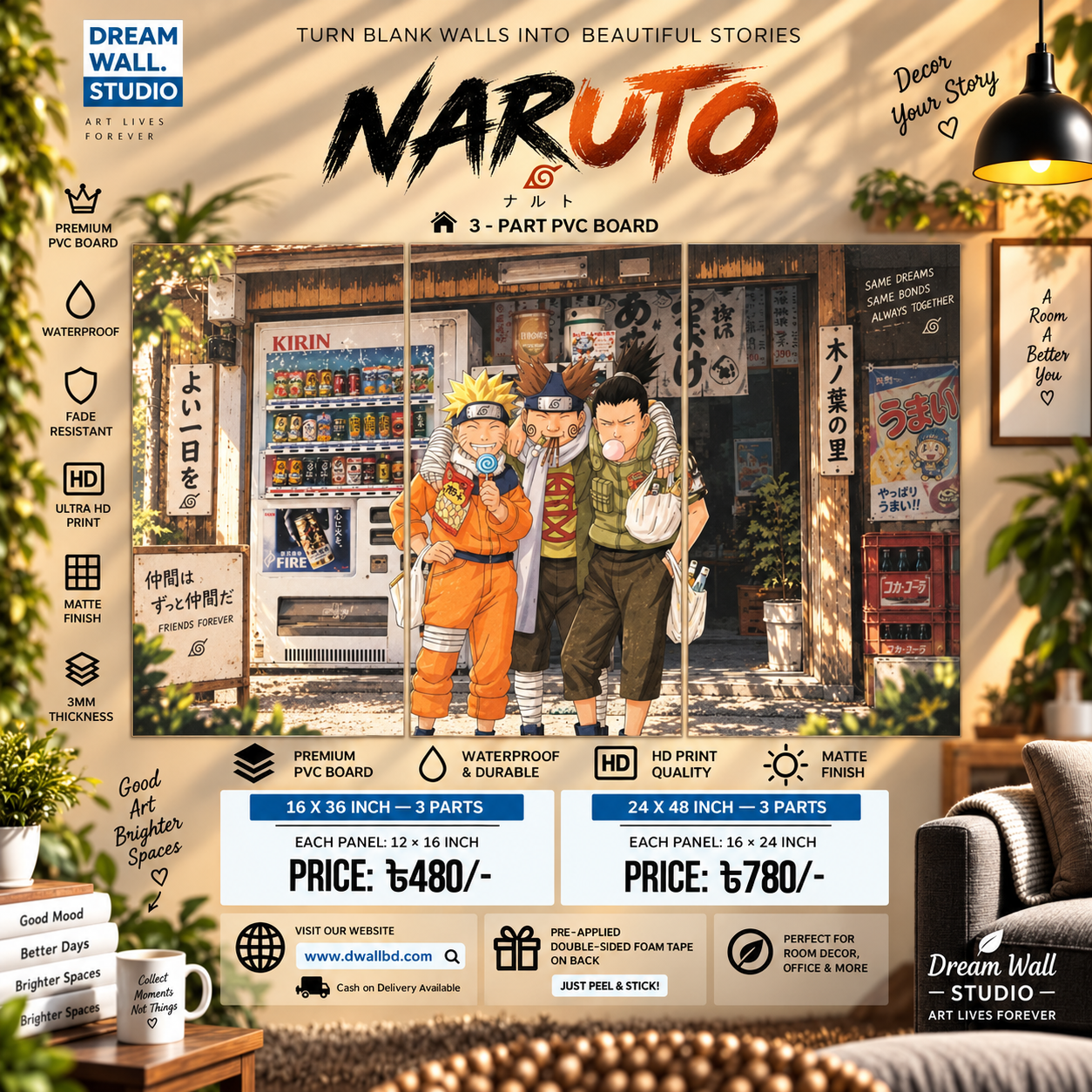 Naruto – Konoha Street 3 Part PVC Wallboard Set