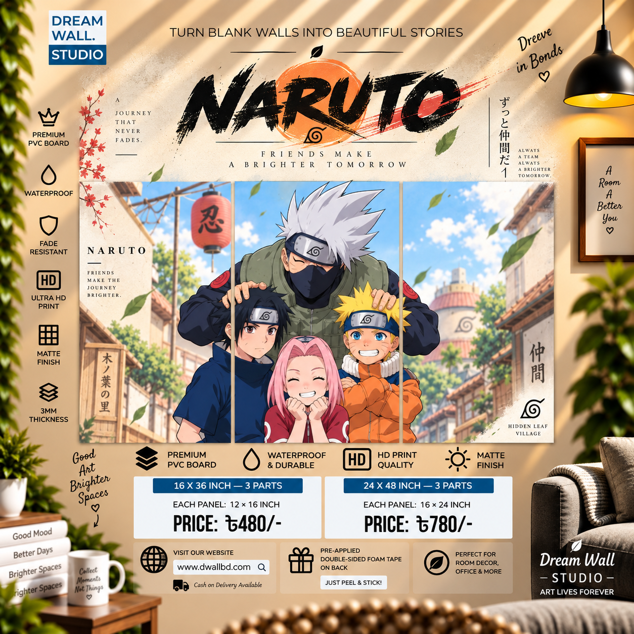 Naruto 3 Part PVC Wallboard Set
