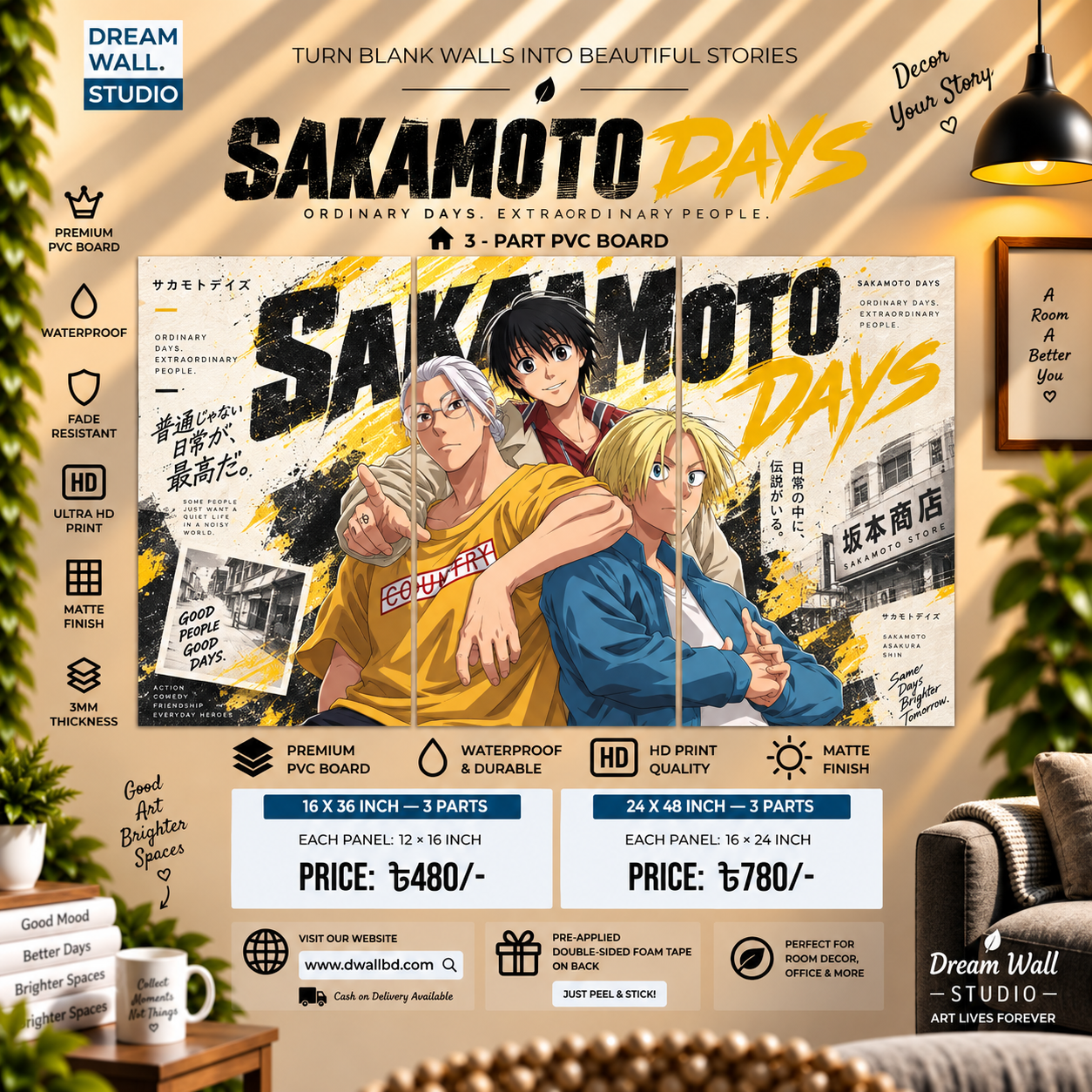 Sakamoto Days – Ordinary Days 3 Part PVC Wallboard Set