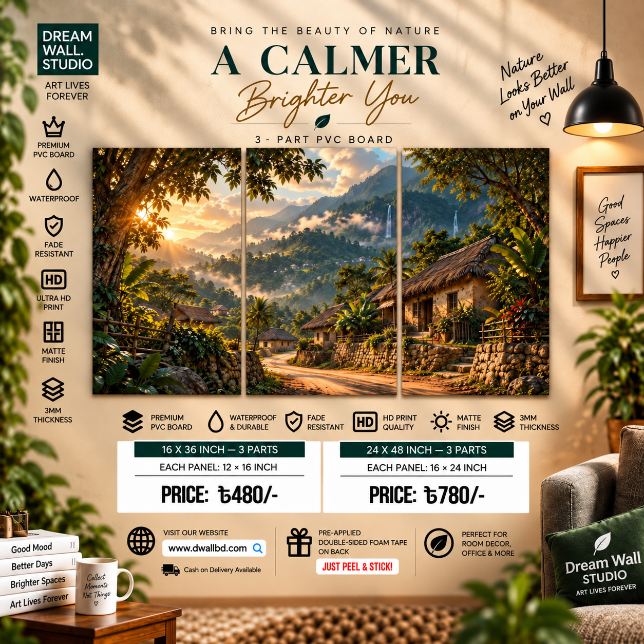 A Calmer Brighter You 3 Part PVC Wallboard Set