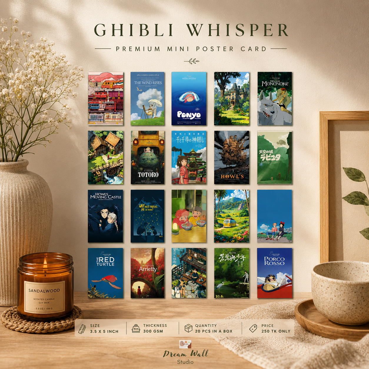 Ghibli Whisper Mini Poster Card Pack – Studio Ghibli poster cards by Dream Wall Studio