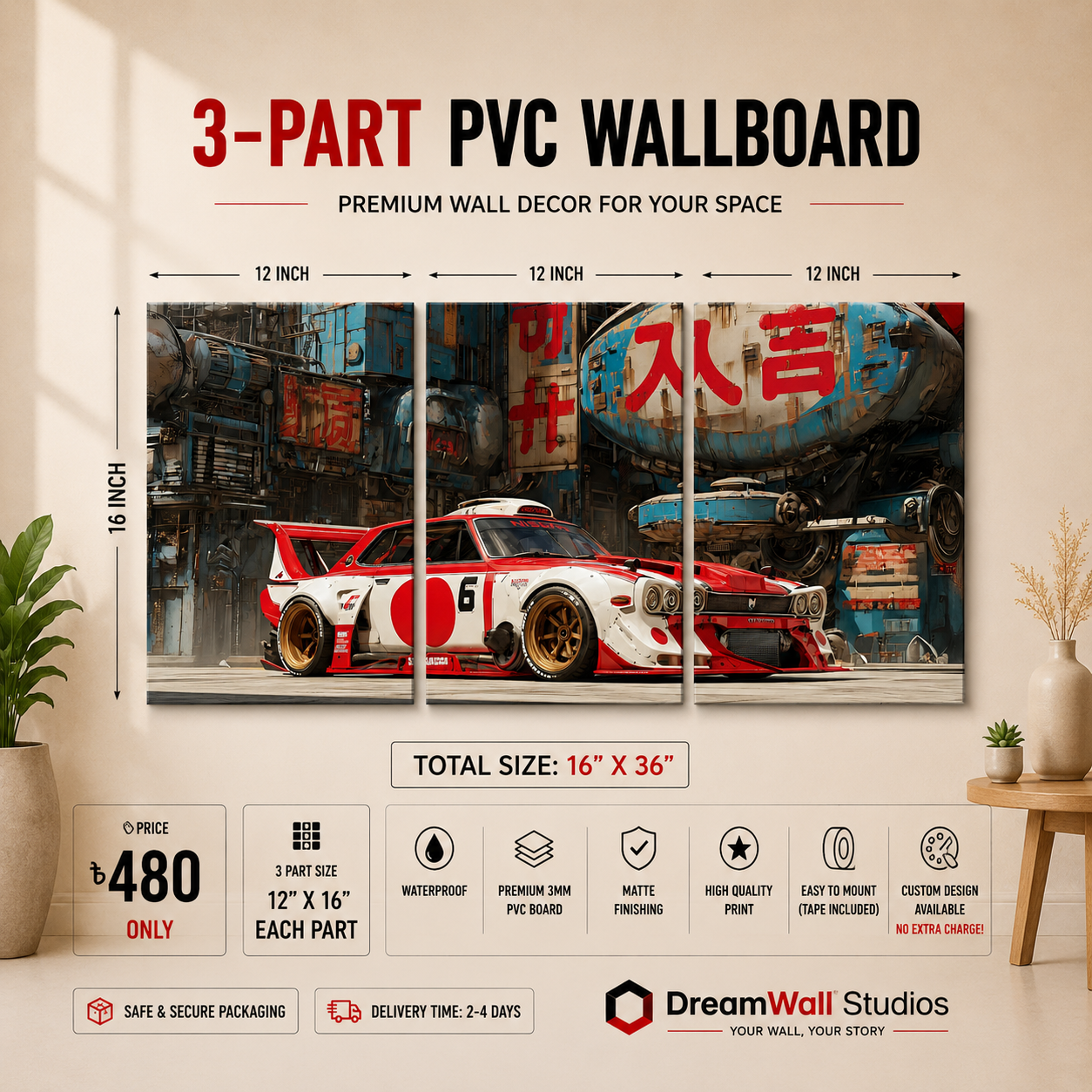 Nissan Retro Racer 3 Part PVC Wallboard Set