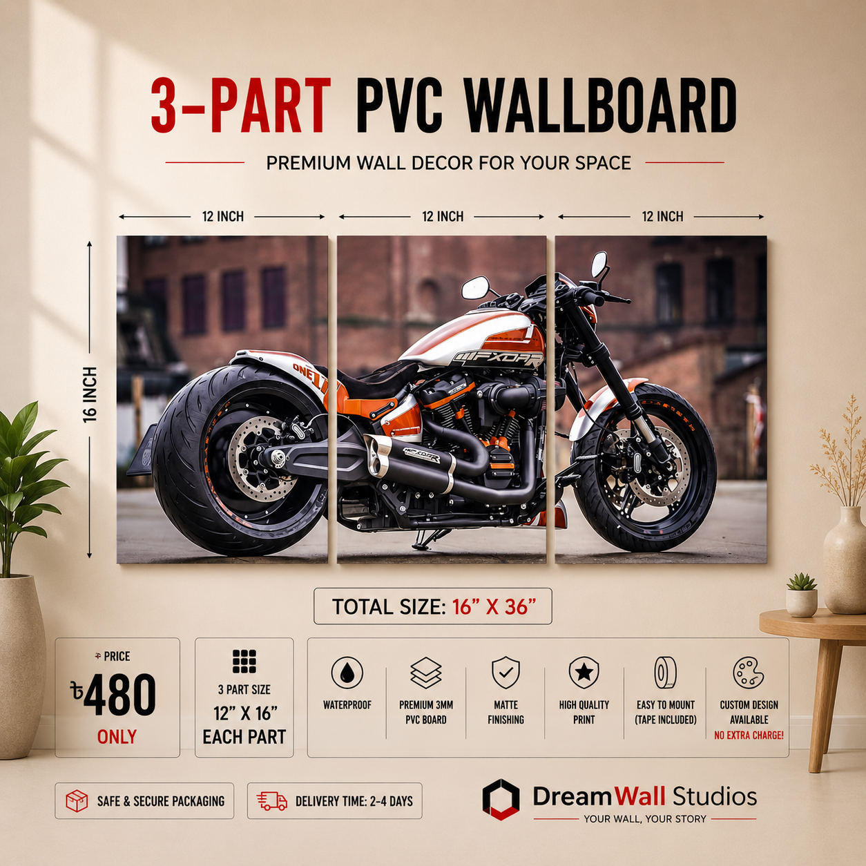 FXDR Orange Cruiser 3 Part PVC Wallboard Set