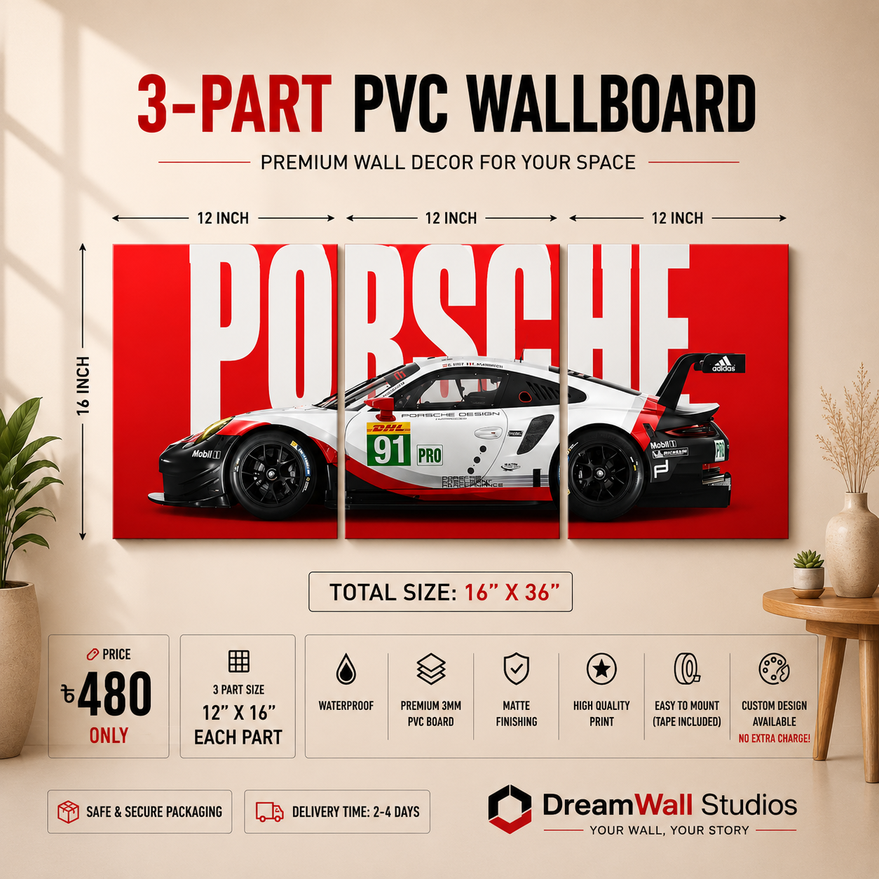 Porsche Legacy 3 Part PVC Wallboard Set