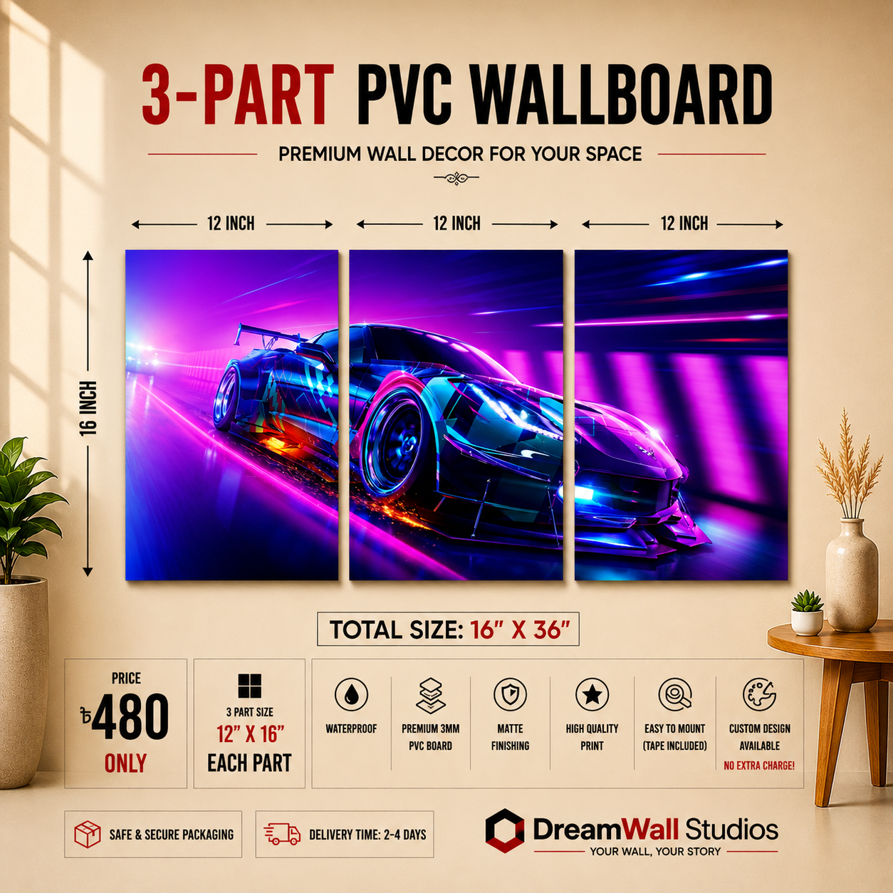 Neon Velocity 3 Part PVC Wallboard Set