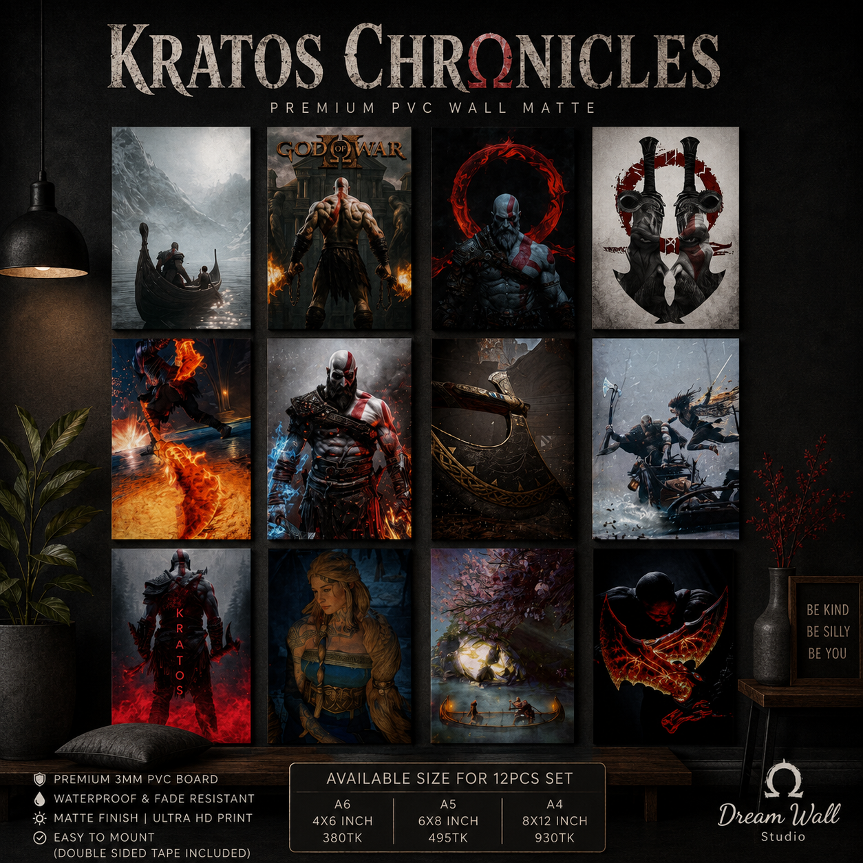 Kratos Chronicles 12 Pcs PVC Wallmate set – God of War wall decor