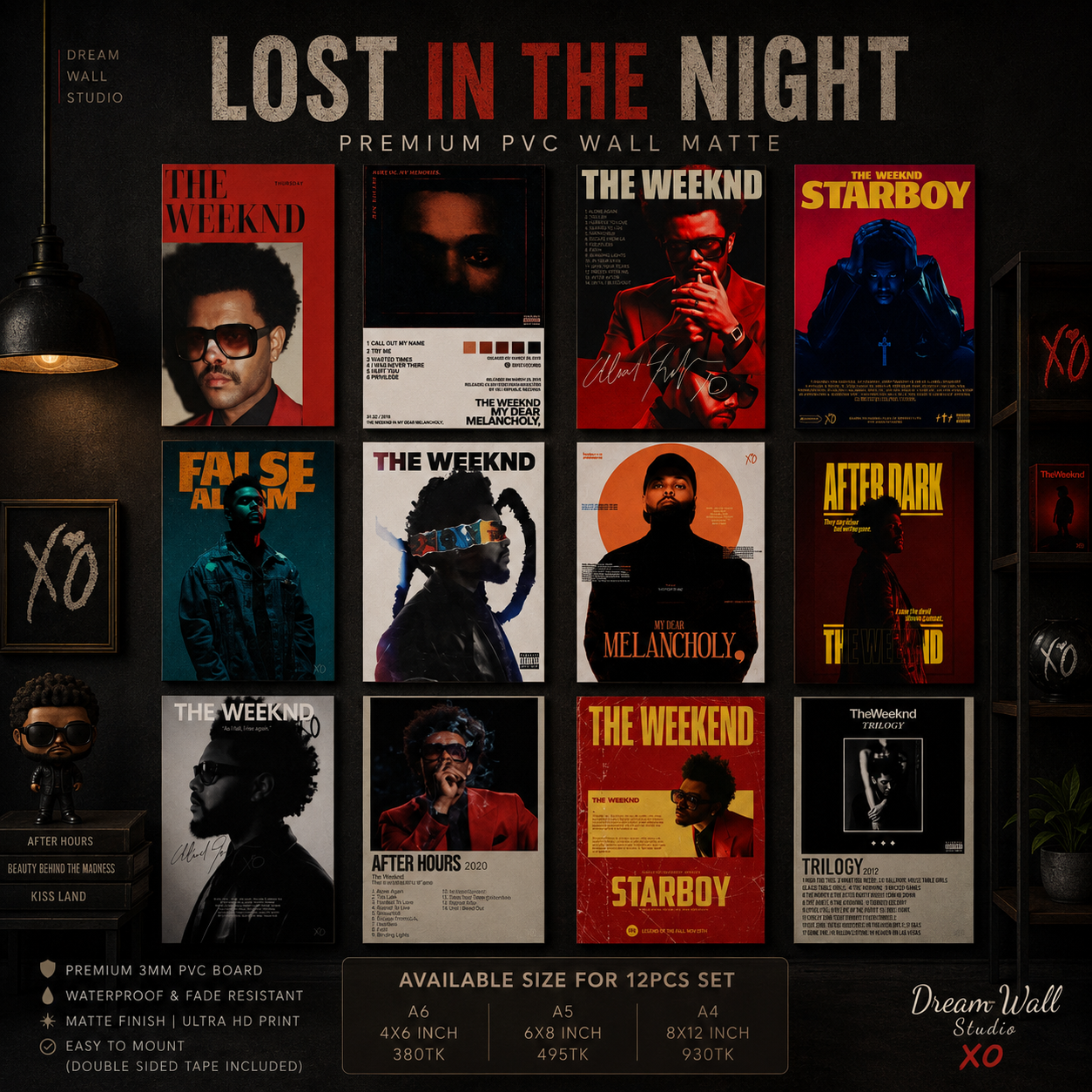 Lost in the Night 12 Pcs PVC Wallmate set – The Weeknd wall decor