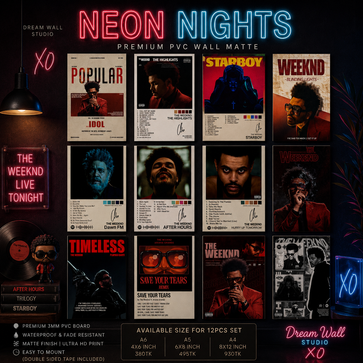 Neon Nights 12 Pcs PVC Wallmate set