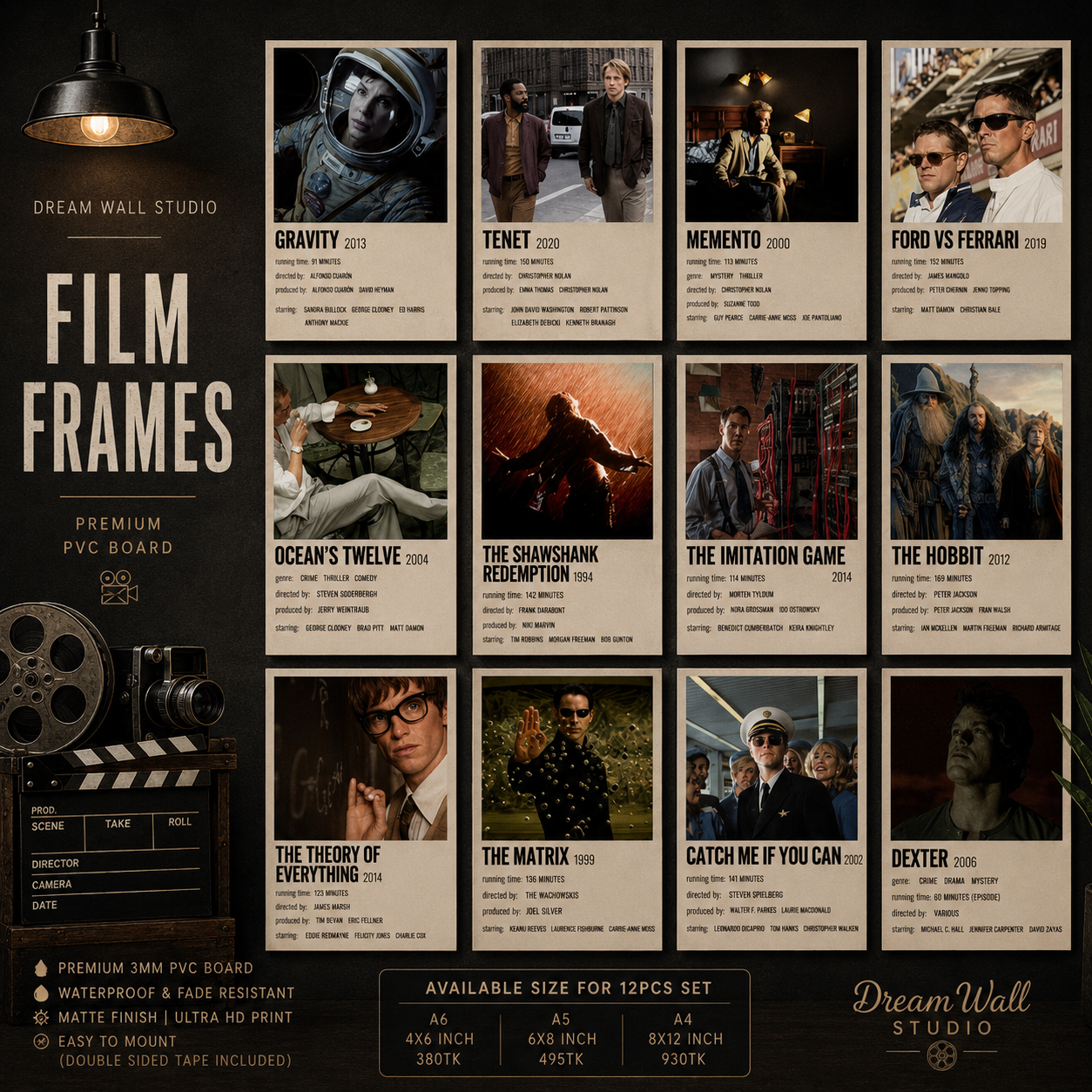 Film Frames 12 Pcs PVC Wallmate set – movie wall decor