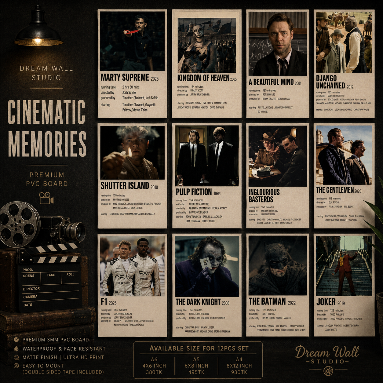 Cinematic Memories 12 Pcs PVC Wallmate set – movie wall decor