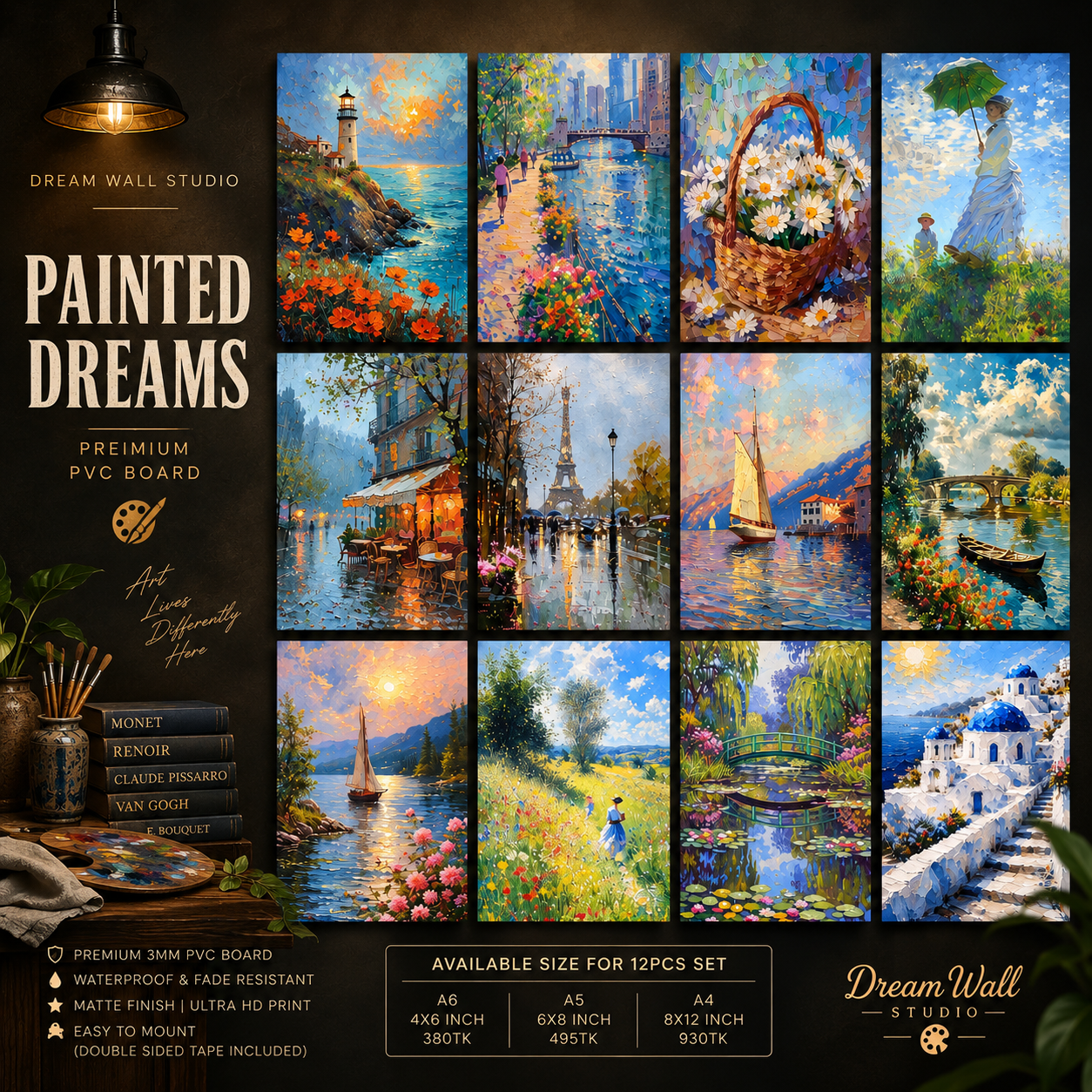 Painted Dreams 12 Pcs PVC Wallmate set – painting wall decor