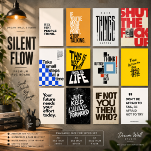 Silent Flow 12 Pcs PVC Wallmate set – typography wall decor