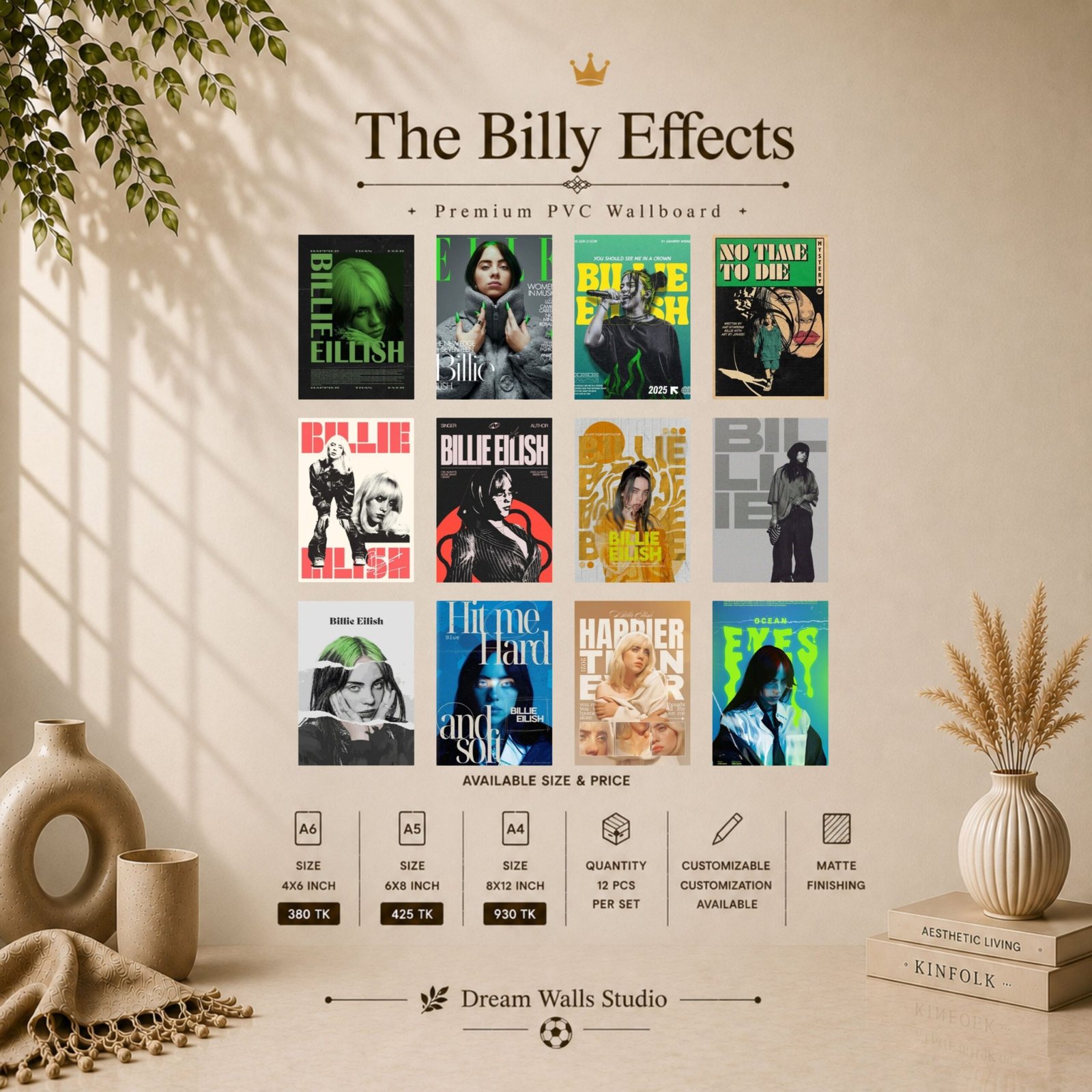 The Billy Effects 12 Pcs PVC Wallmate set – Billie Eilish wall decor