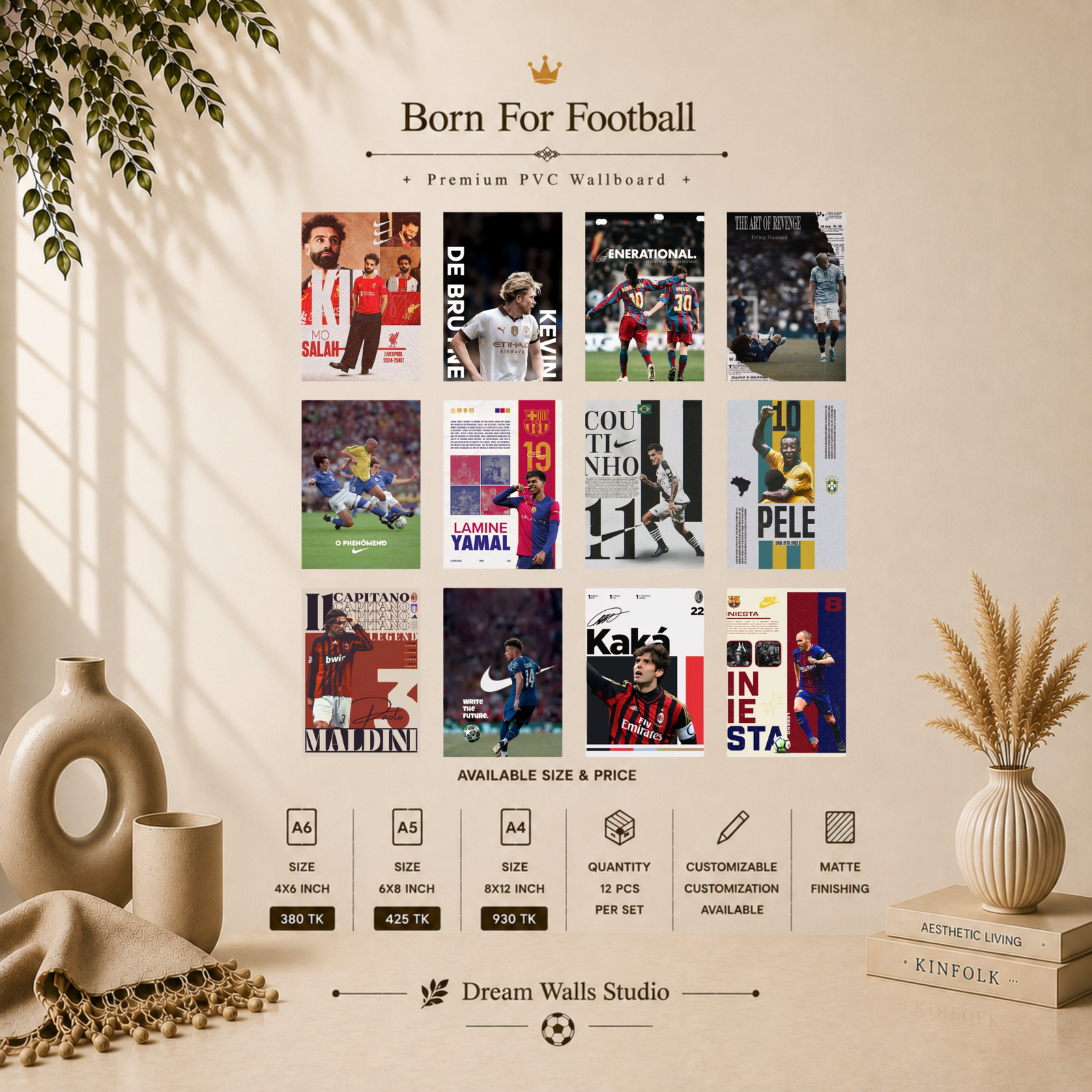 Born For Football 12 Pcs PVC Wallmate set – football wall decor