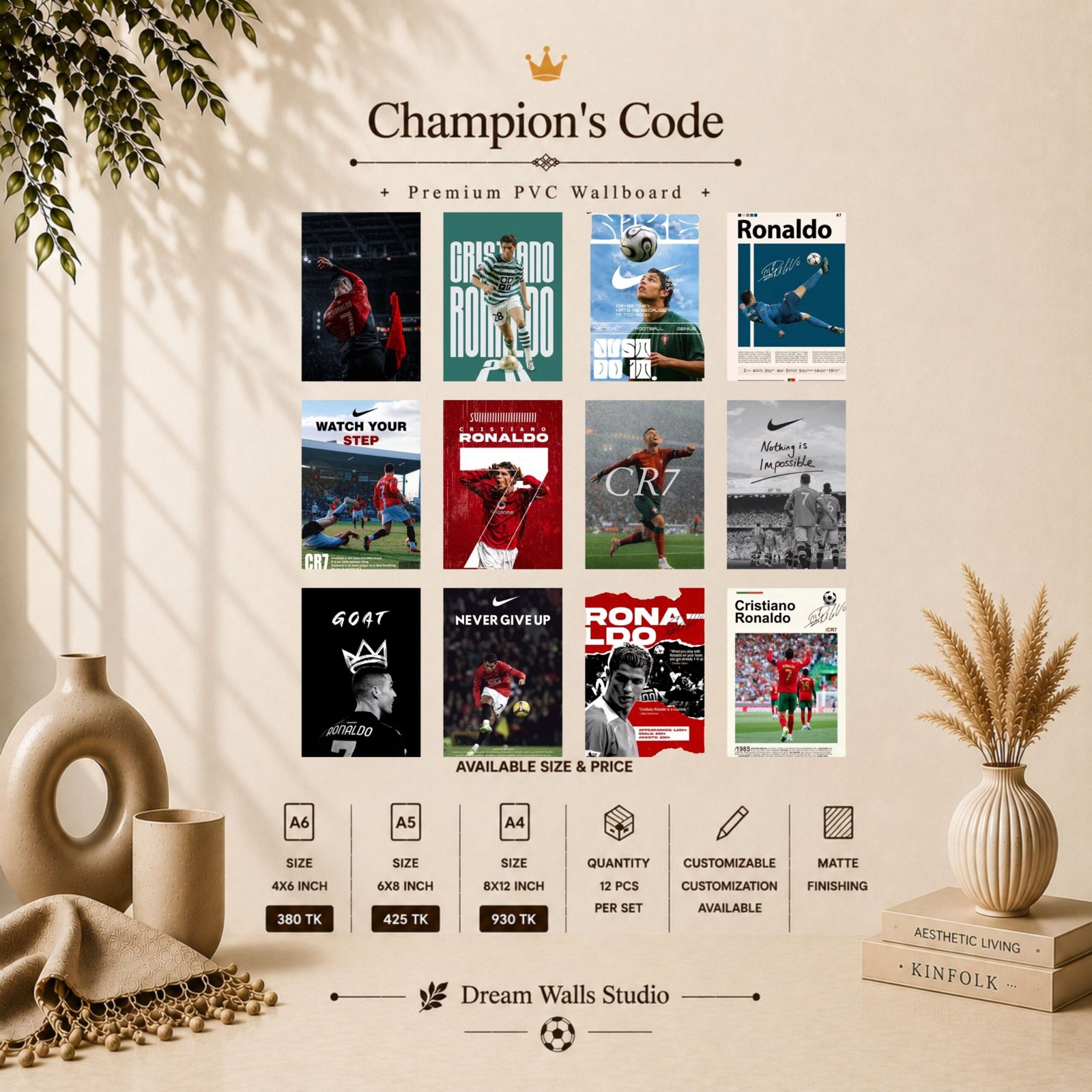 Champion's Code 12 Pcs PVC Wallmate set – Cristiano Ronaldo wall decor