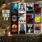 Retro Vibes 2.0 12 Pcs PVC Wallmate set – rock band wall decor
