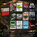 Turbo Rush 12 Pcs PVC Wallmate set – car wall decor
