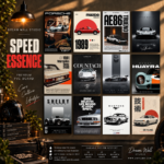 Speed Essence 12 Pcs PVC Wallmate set – car wall decor
