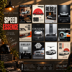 Speed Essence 12 Pcs PVC Wallmate set – car wall decor