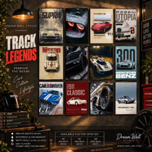 Track Legends 12 Pcs PVC Wallmate set – car wall decor