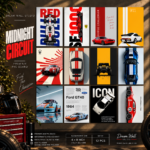 Midnight Circuit 12 Pcs PVC Wallmate set – car wall decor