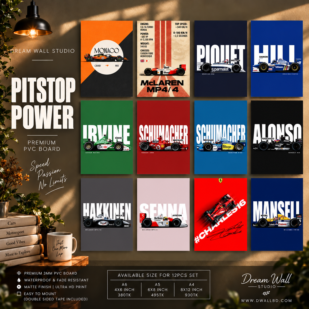 Pitstop Power 12 Pcs PVC Wallmate set – F1 wall decor