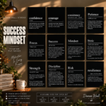 Success Mindset 12 Pcs PVC Wallmate set – motivational wall decor