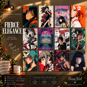 Fierce Elegance 12 Pcs PVC Wallmate set – anime wall decor