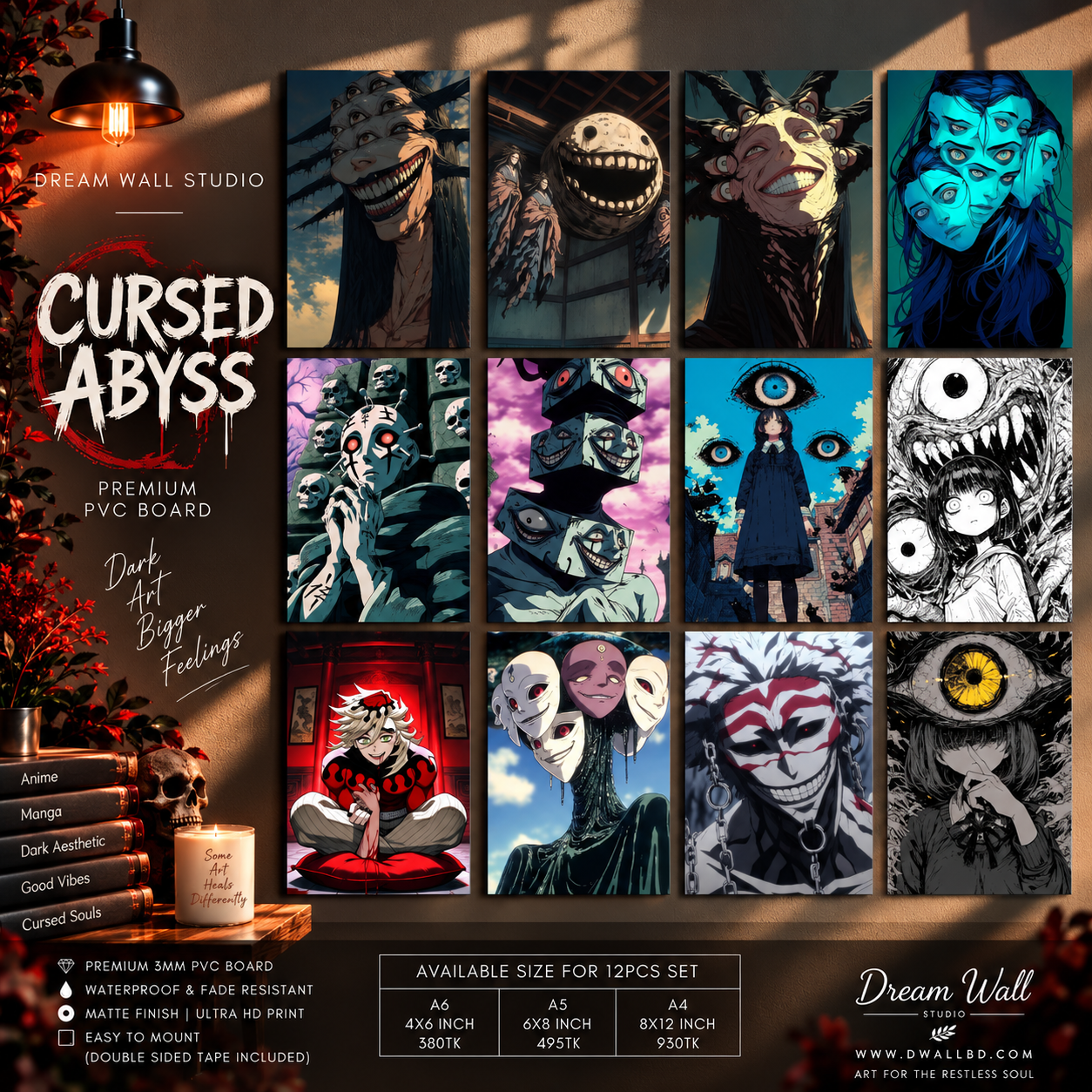 Cursed Abyss 12 Pcs PVC Wallmate set – Jujutsu Kaisen wall decor