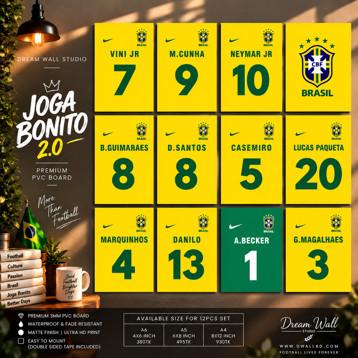 Joga Bonito 2.0 12 Pcs PVC Wallmate set – Brazil wall decor