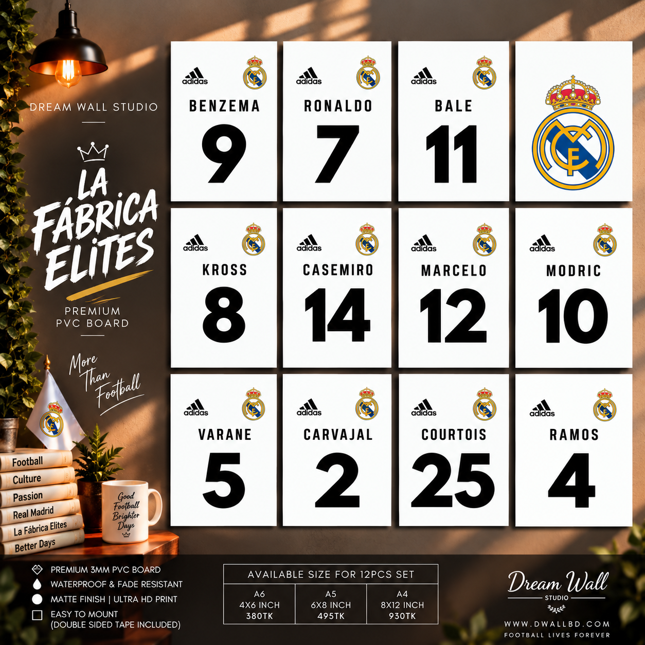 La Fabrica Elites 12 Pcs PVC Wallmate set – Real Madrid wall decor