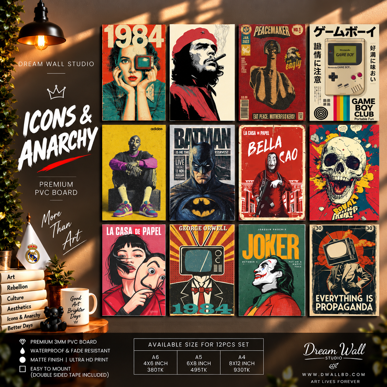 Icons & Anarchy 12 Pcs PVC Wallmate set – pop art wall decor