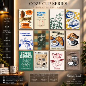 Cozy Cup Series 12 Pcs PVC Wallmate set – coffee wall decor