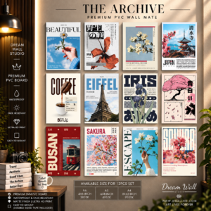 The Archive 12 Pcs PVC Wallmate set – travel wall decor