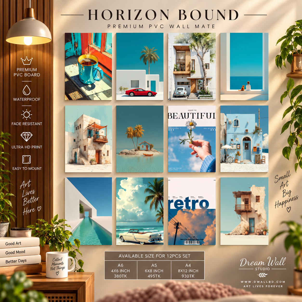 Horizon Bound 12 Pcs PVC Wallmate set – travel wall decor