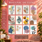 Botanic Outline 12 Pcs PVC Wallmate set – botanical wall decor