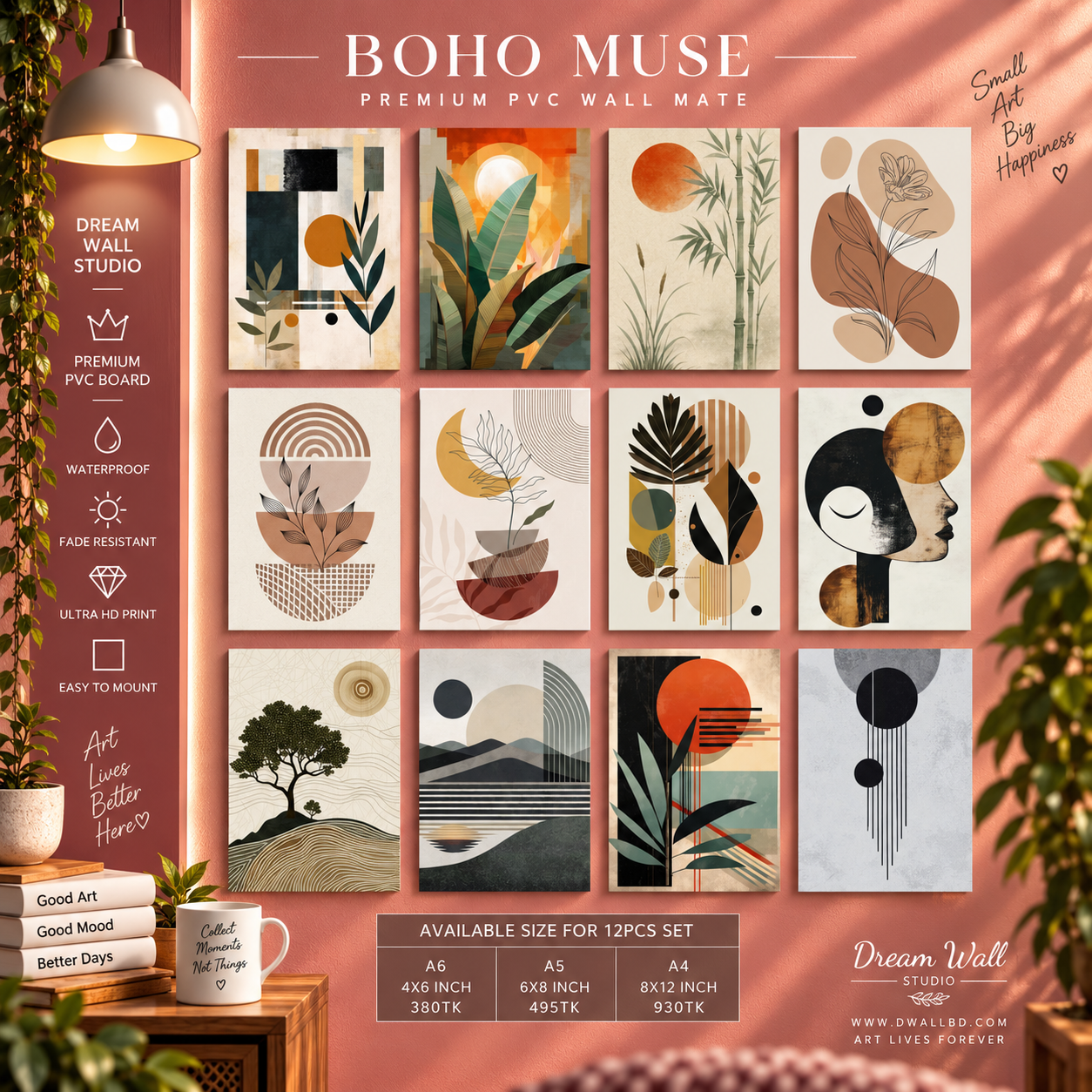 Boho Muse 12 Pcs PVC Wallmate set – boho wall decor