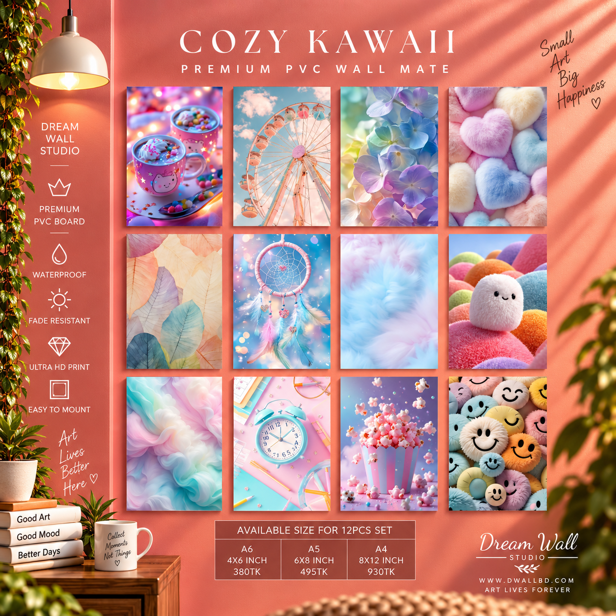 Cozy Kawaii 12 Pcs PVC Wallmate set – kawaii wall decor