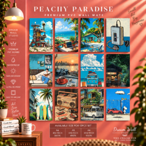 Peachy Paradise 12 Pcs PVC Wallmate set – beach wall decor
