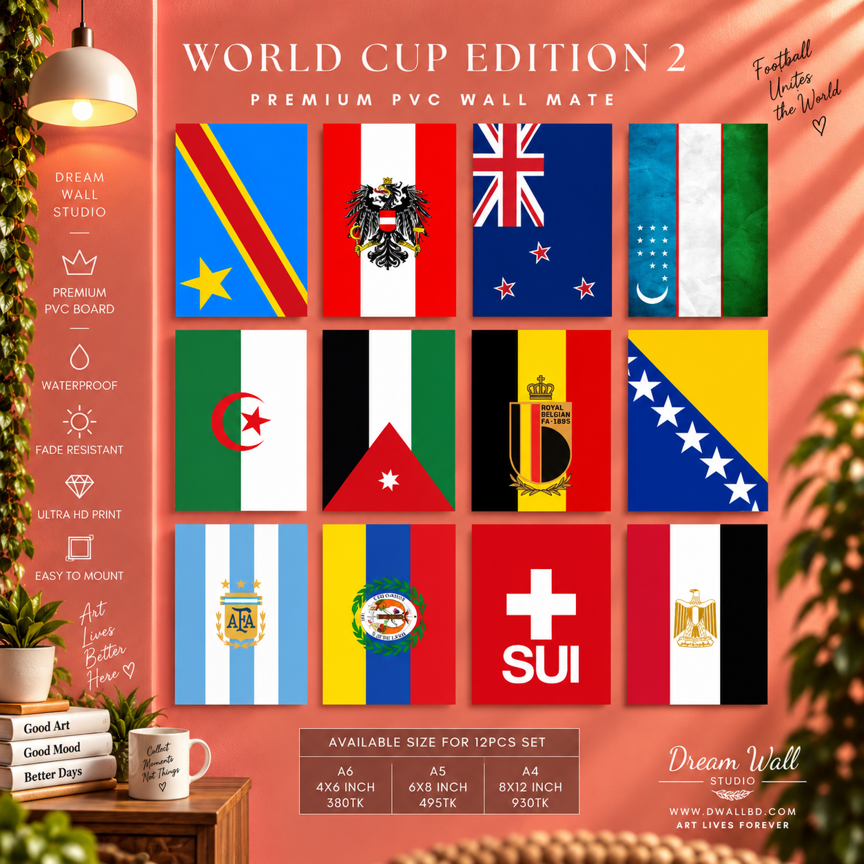 World Cup Edition 2 12 Pcs PVC Wallmate set – World Cup wall decor