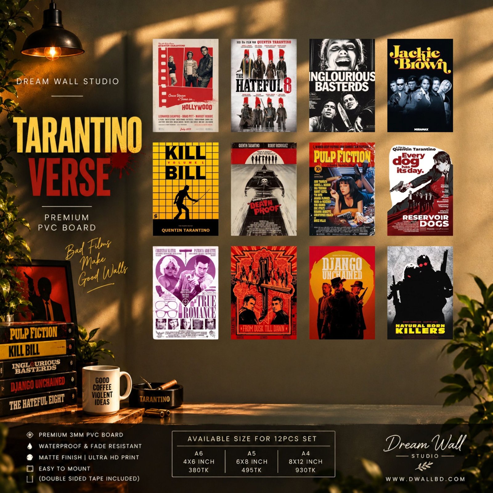 Tarantino Verse 12 Pcs PVC Wallmate set – Tarantino wall decor