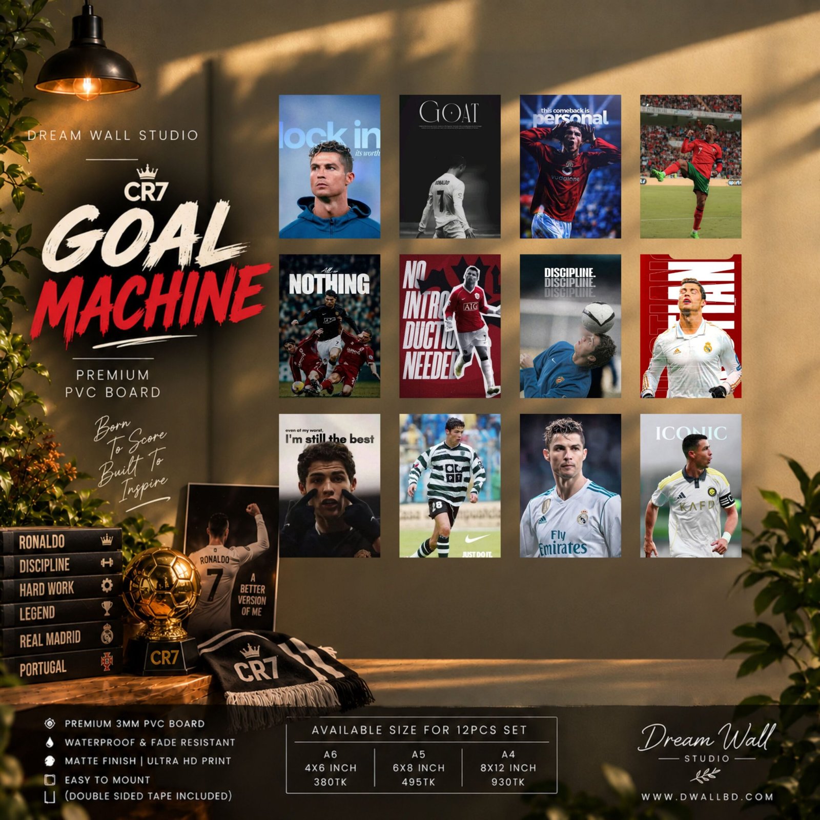 Goal Machine 12 Pcs PVC Wallmate set – Cristiano Ronaldo wall decor