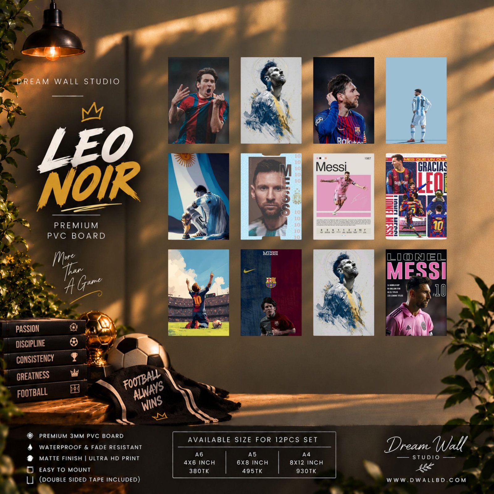 Leo Noir 12 Pcs PVC Wallmate set – Messi wall decor