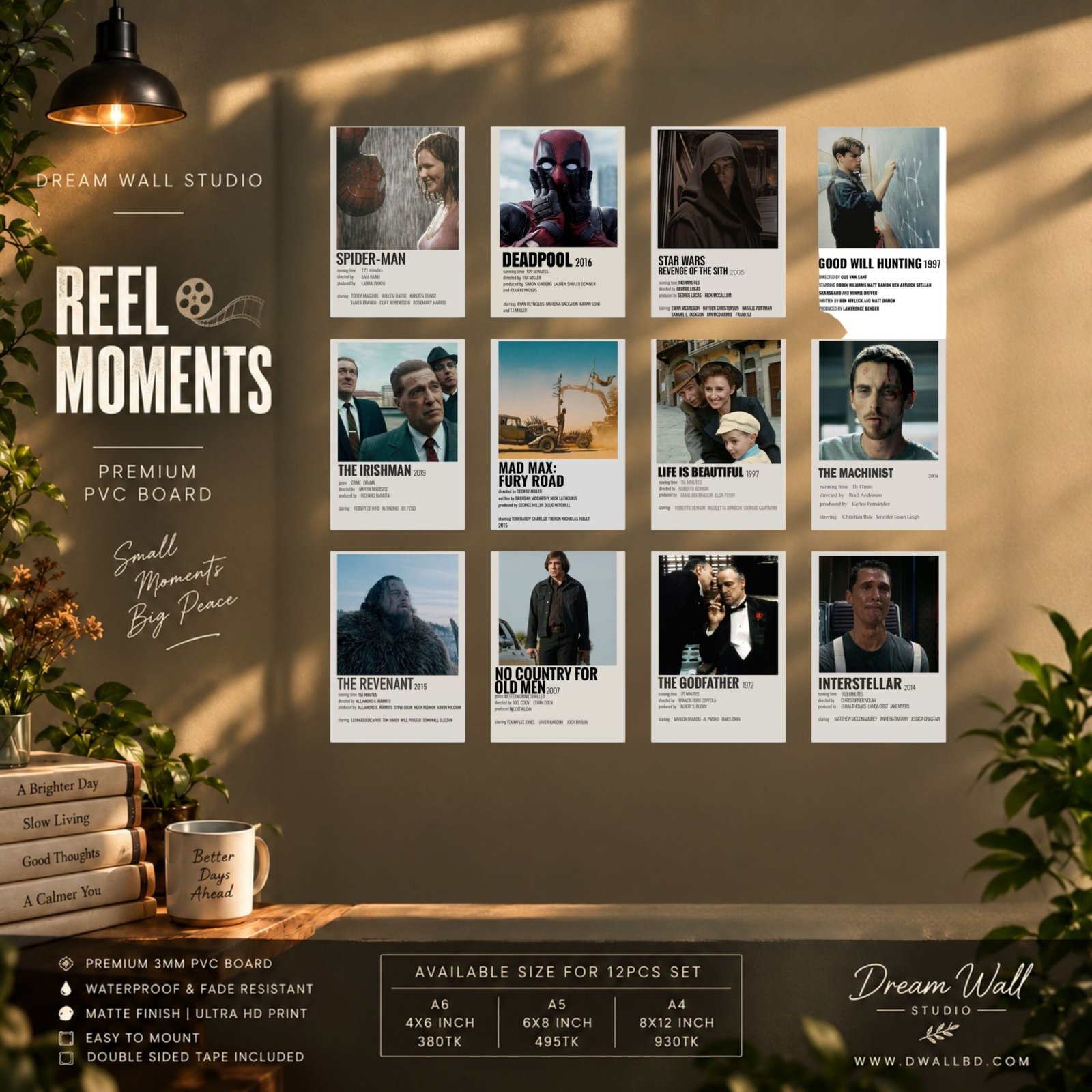 Reel Moments 12 Pcs PVC Wallmate set – movie wall decor