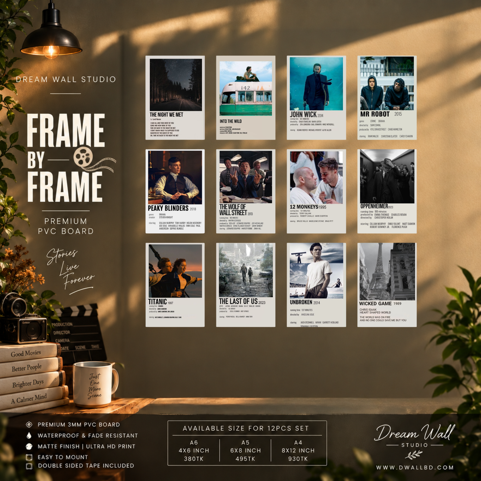 Frame by Frame 12 Pcs PVC Wallmate set – movie wall decor