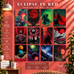 Eclipse in Red 12 Pcs PVC Wallmate set – dark art wall decor